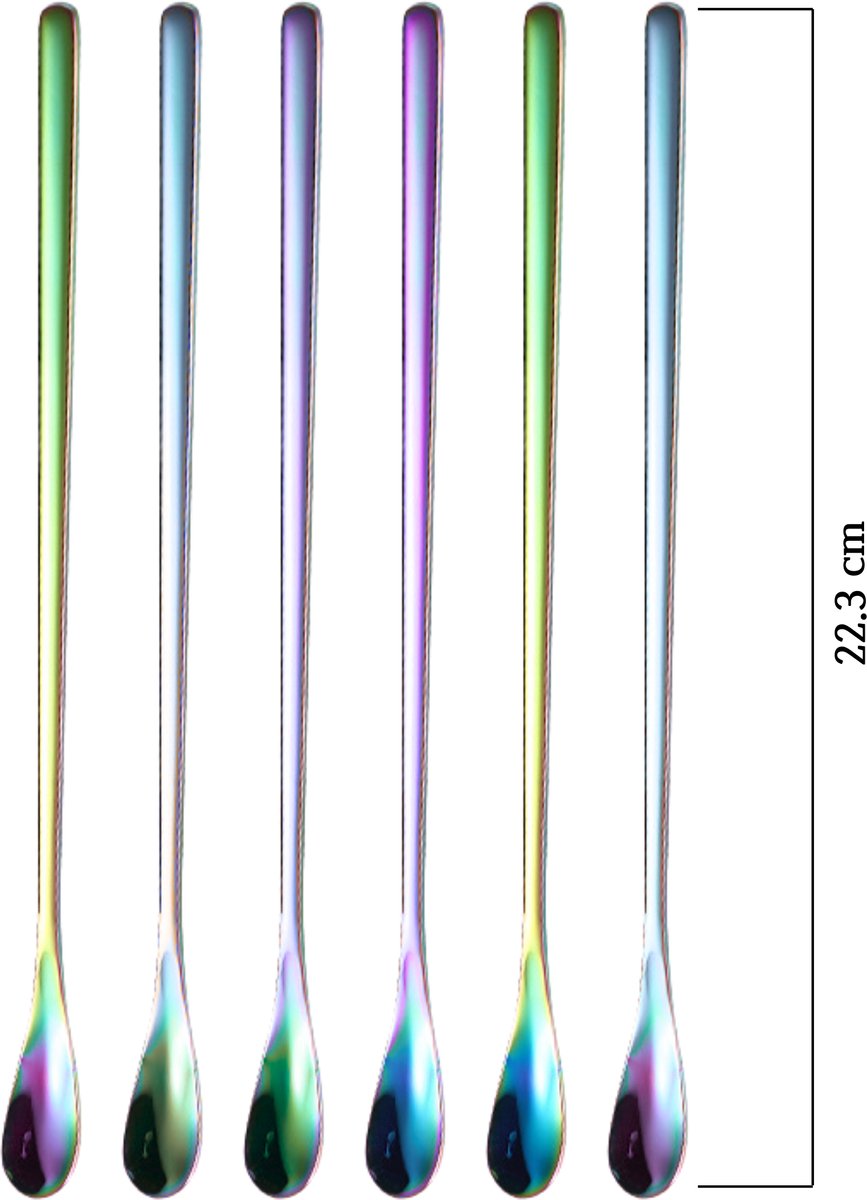 Dun Longdrinklepels 22cm Rainbow 6 Stuks