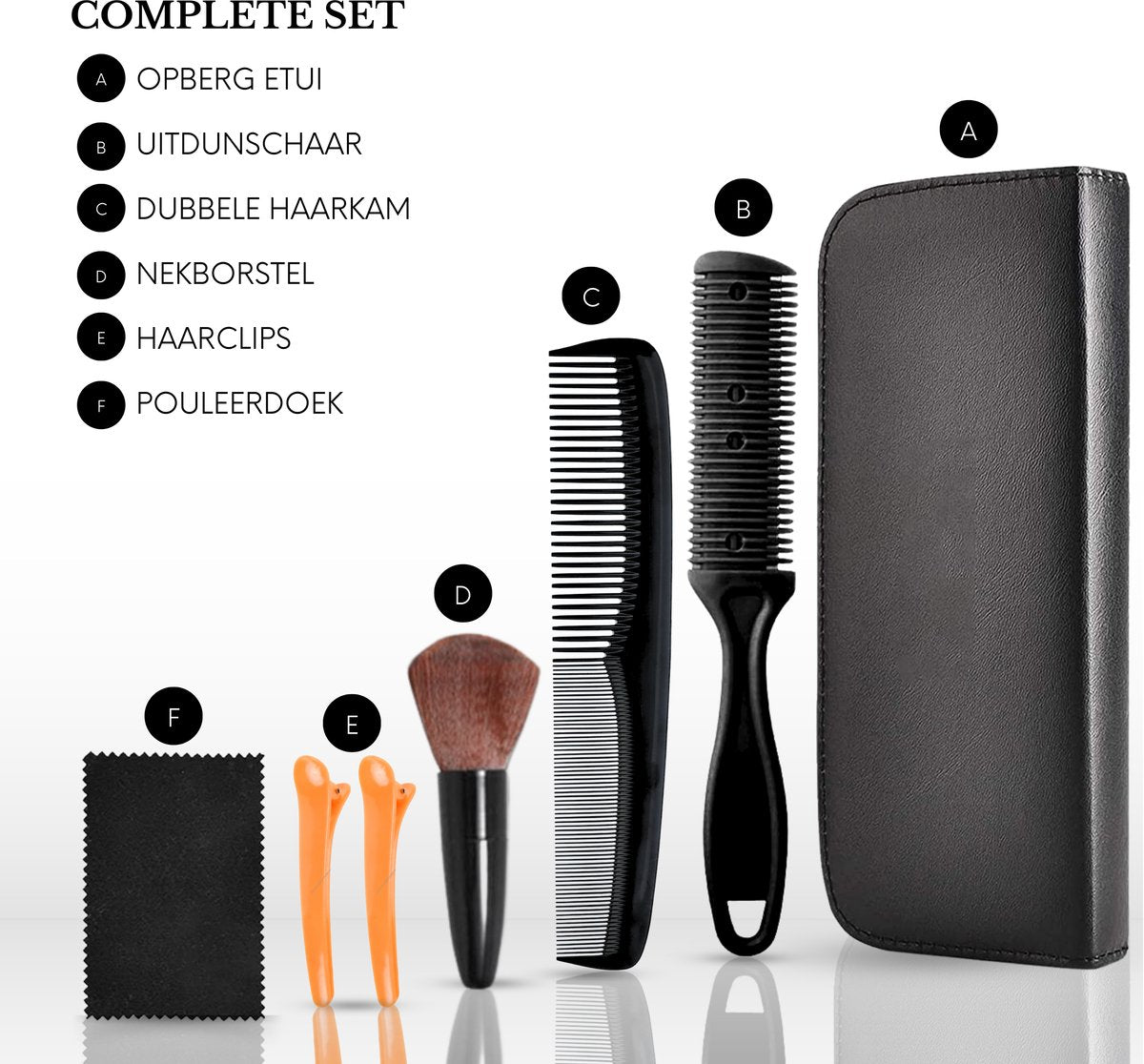 Kappersscharen Set 9-delig Zwart Oranje