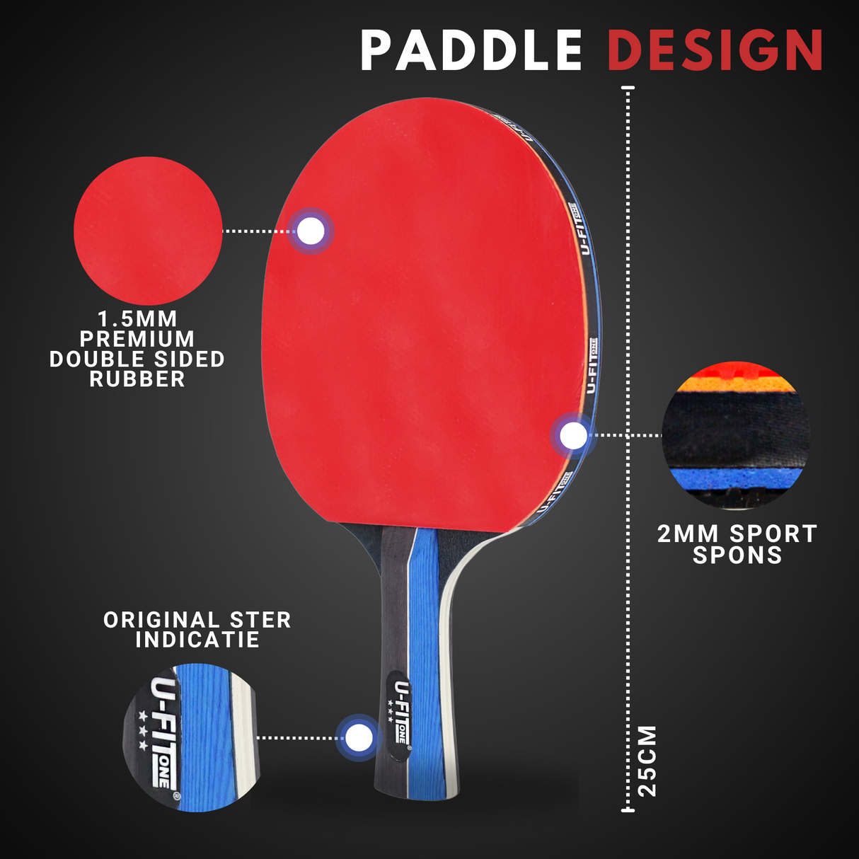 Premium Tafeltennis Set 4 Stuks 3 Star + 30ballen