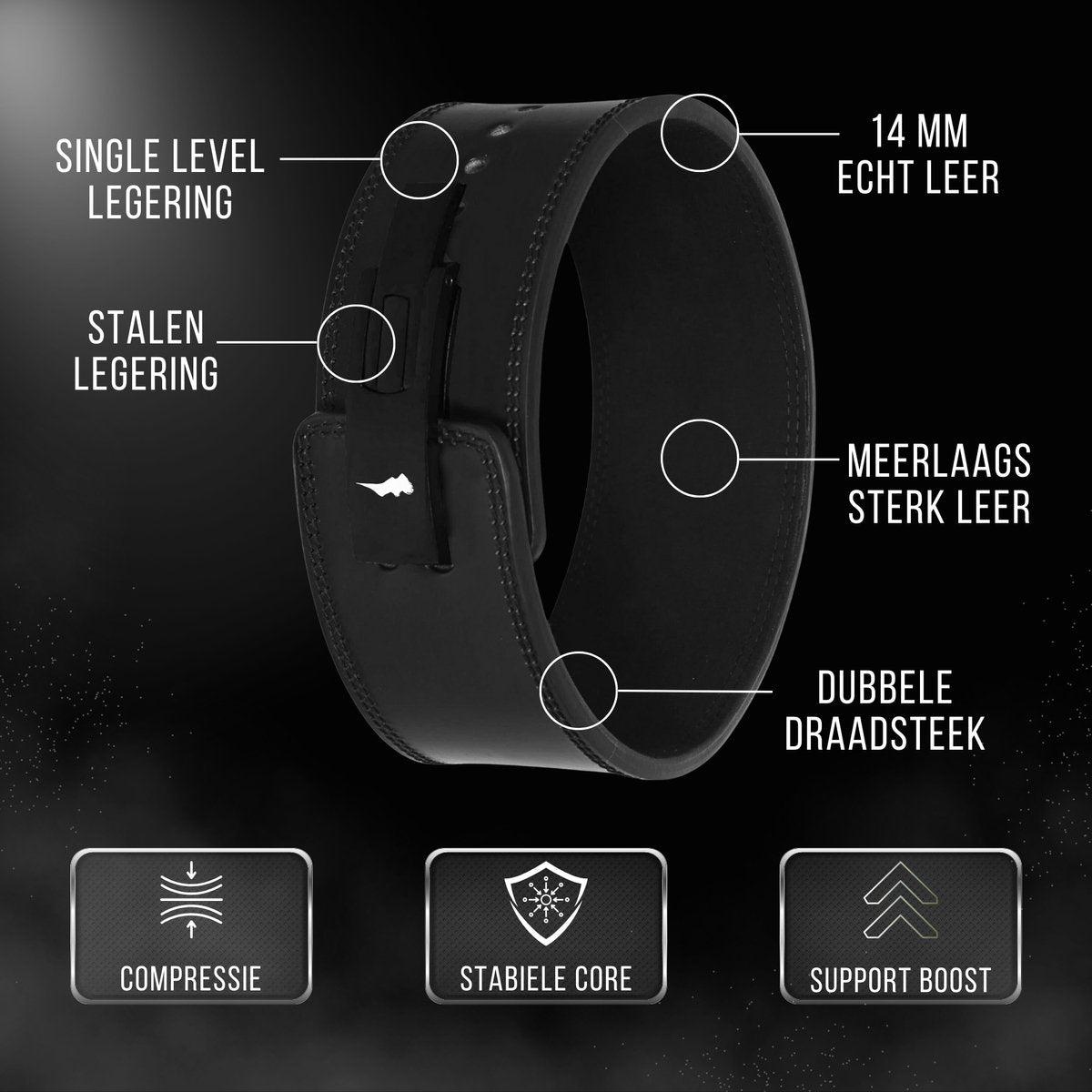 Lifting Belt Leren Zwart