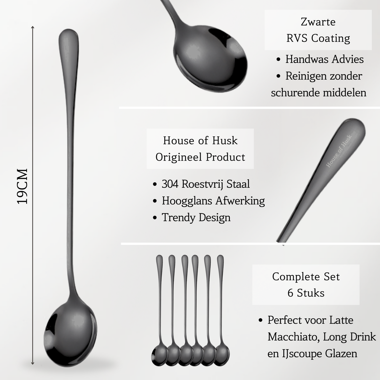 Latte Macchiato 19cm Lepels Zwart