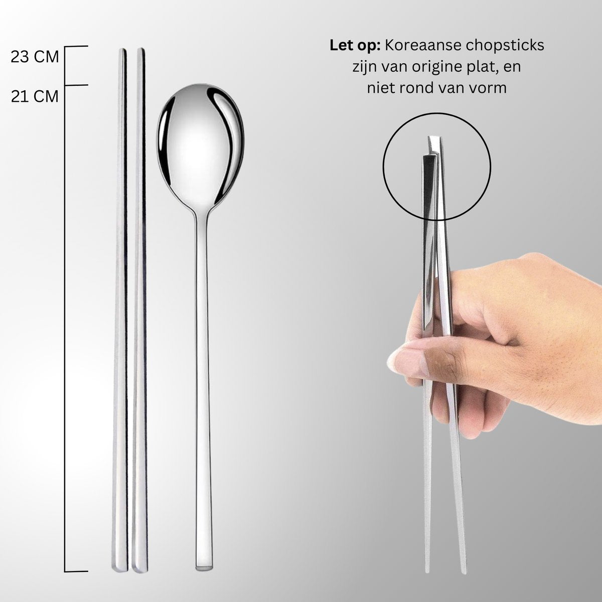 Originele Koreaanse Eetstokjes en Soeplepel Set 5 Paar Zilver