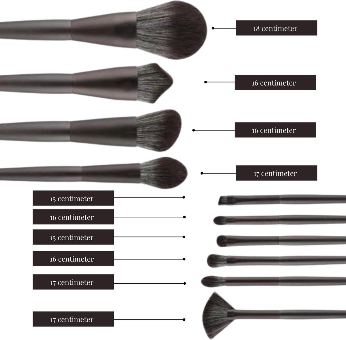 10 delige Make Up Borstels