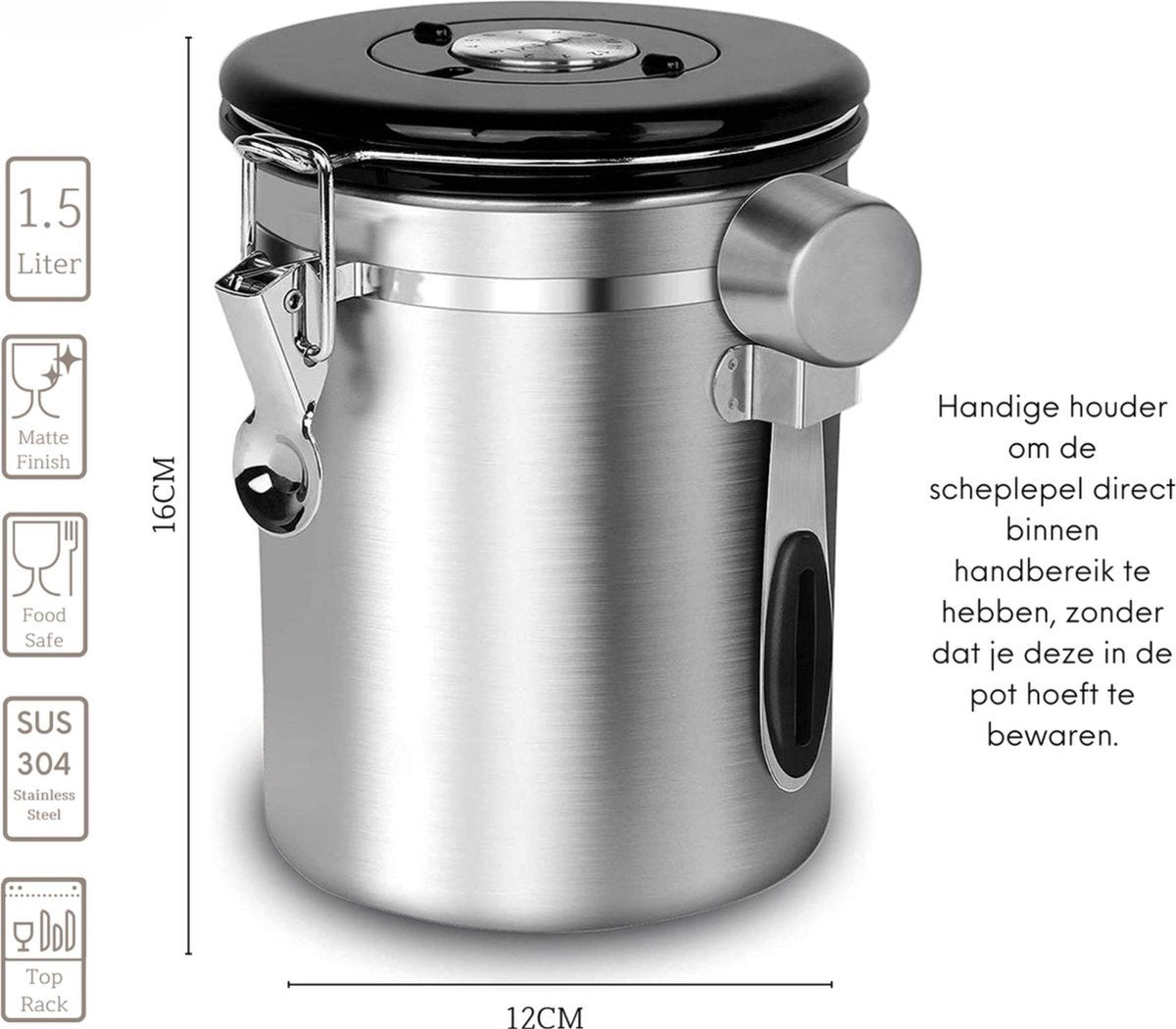 Koffieblik met CO² Ventilatie Zilver