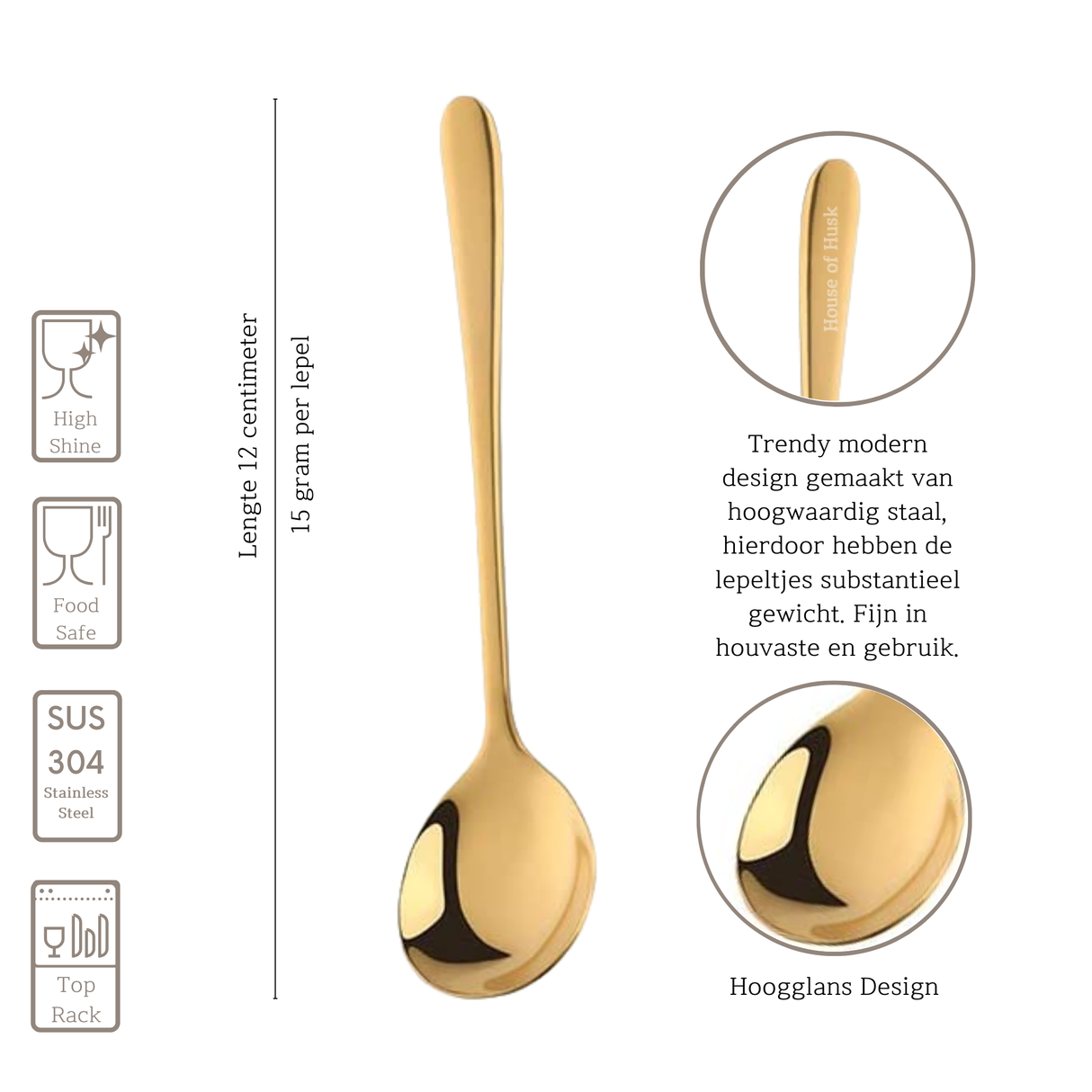 Koffielepels 12cm Goud 12 Stuks