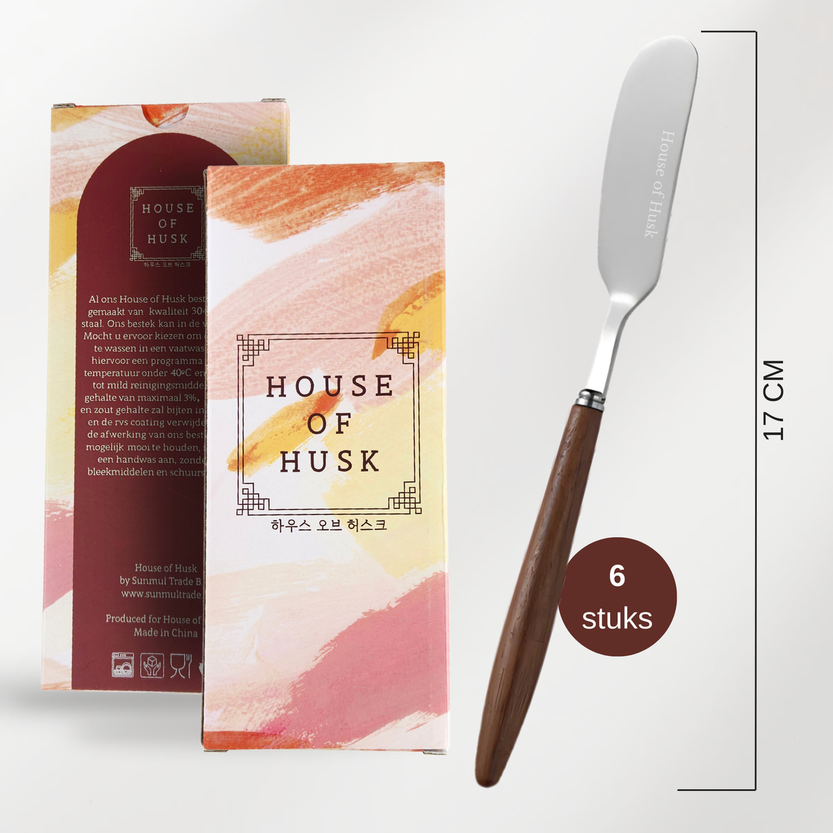 Botermesjes met Walnoot Handvat 6 Stuks