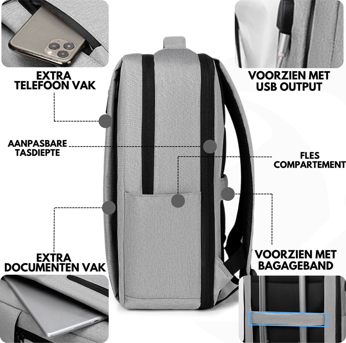 Laptop Rugzak 17.3 inch 31L Grijs