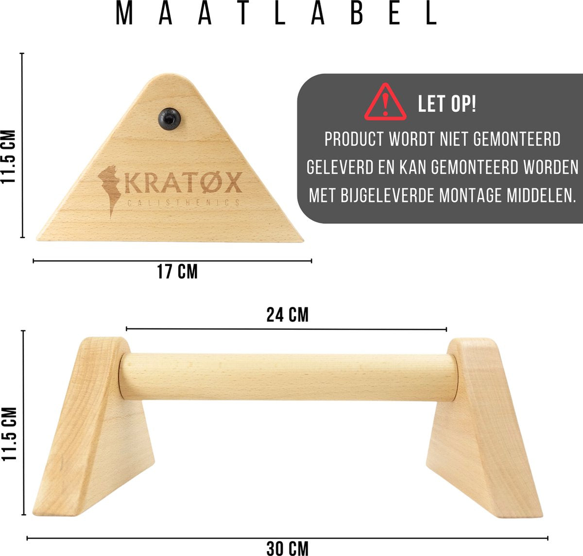 Parallettes Hout 30cm Push up Bars