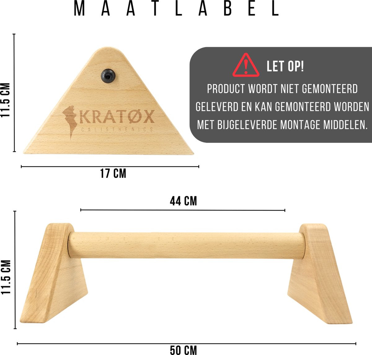 Parallettes Hout 50cm Push up Bars