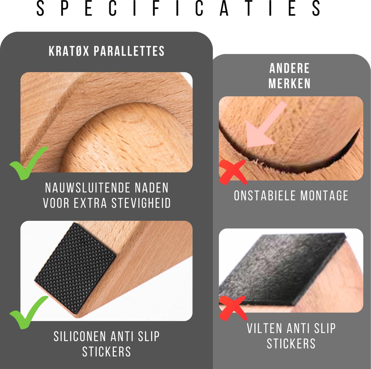 Parallettes Hout 50cm Push up Bars