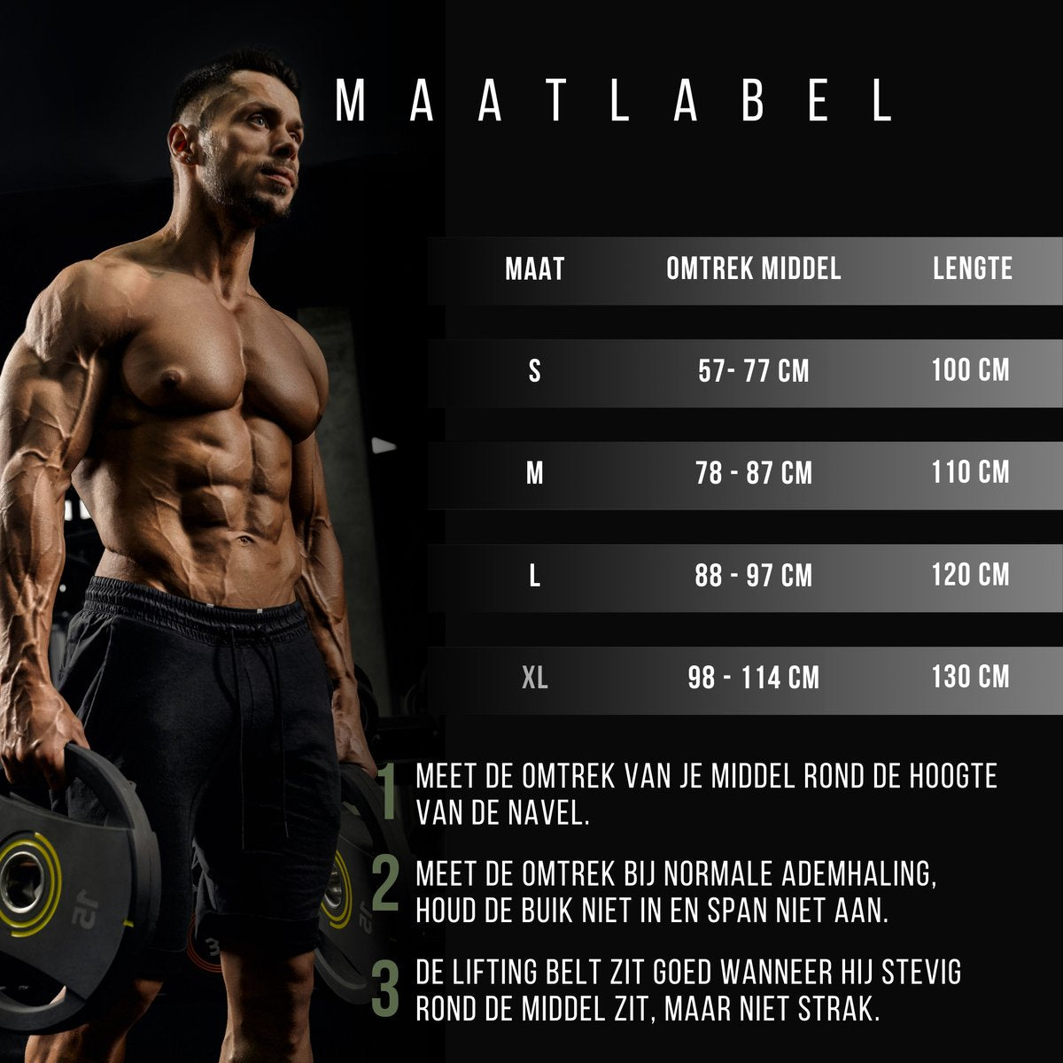 Lifting Belt Dubbel Level Leren Zwart