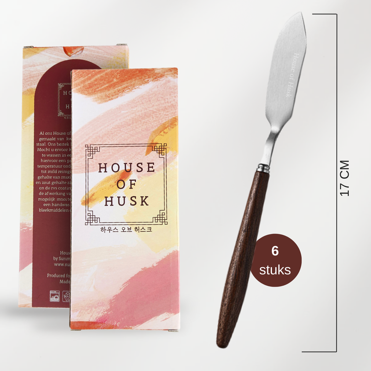 Smeermessen met Walnoot Handvat 6 Stuks