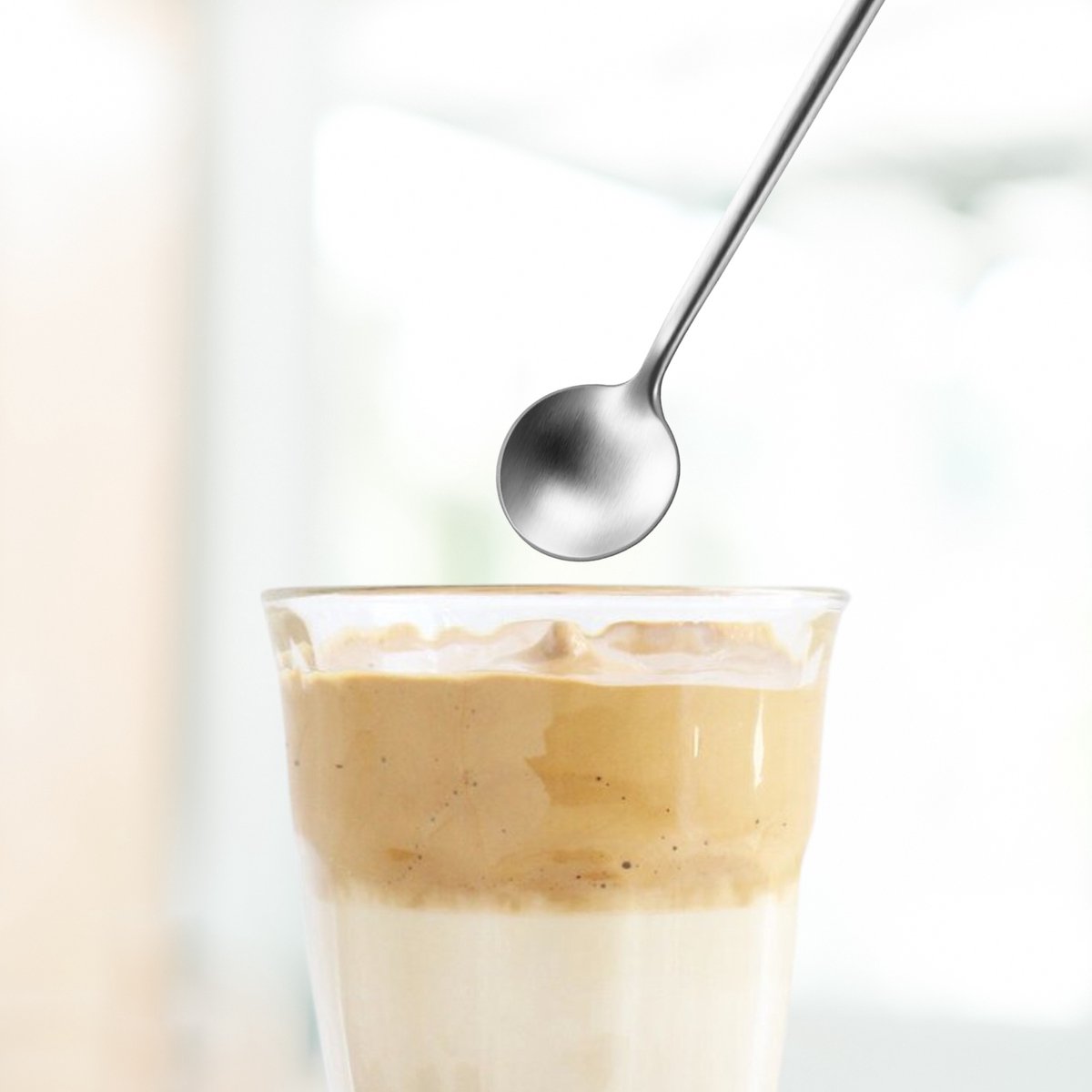 Latte Macchiato Lepel 20cm Mat Zilver 6 Stuks