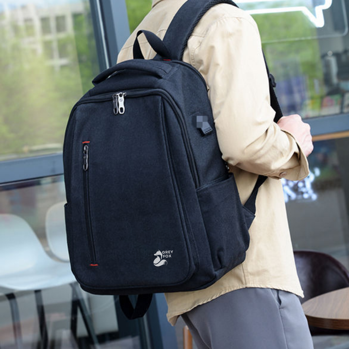 Canvas Laptop Rugzak 15.6inch 24L Zwart