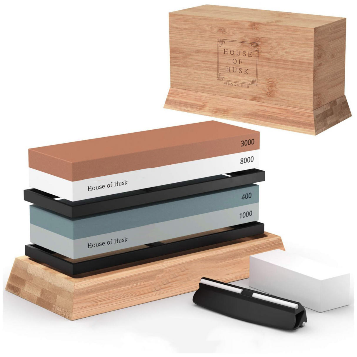 Dubbelzijdige Messen Slijpstenen in Bamboo Box