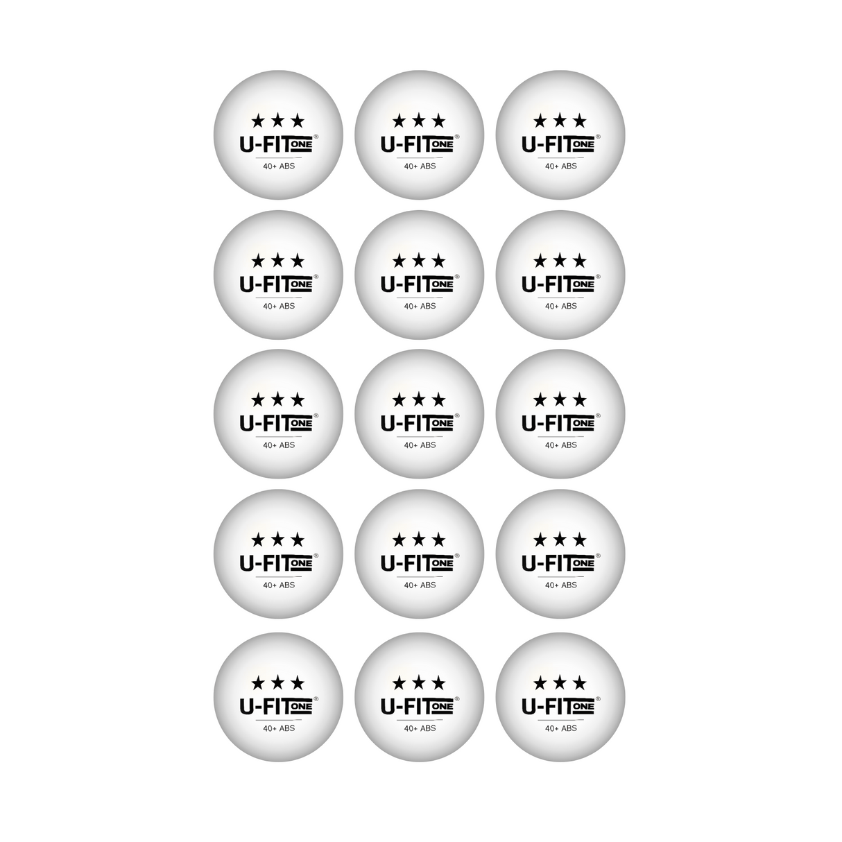 Pro 15ballen Tafeltennisballen 3 Star Wit