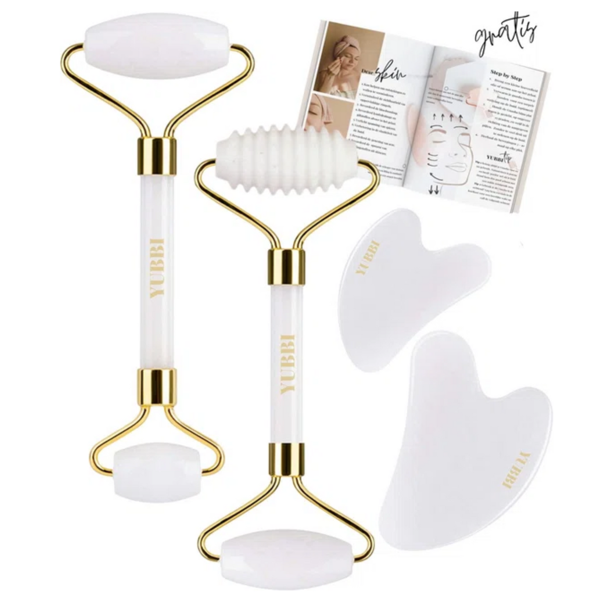 Gua Sha Set Witte Jade