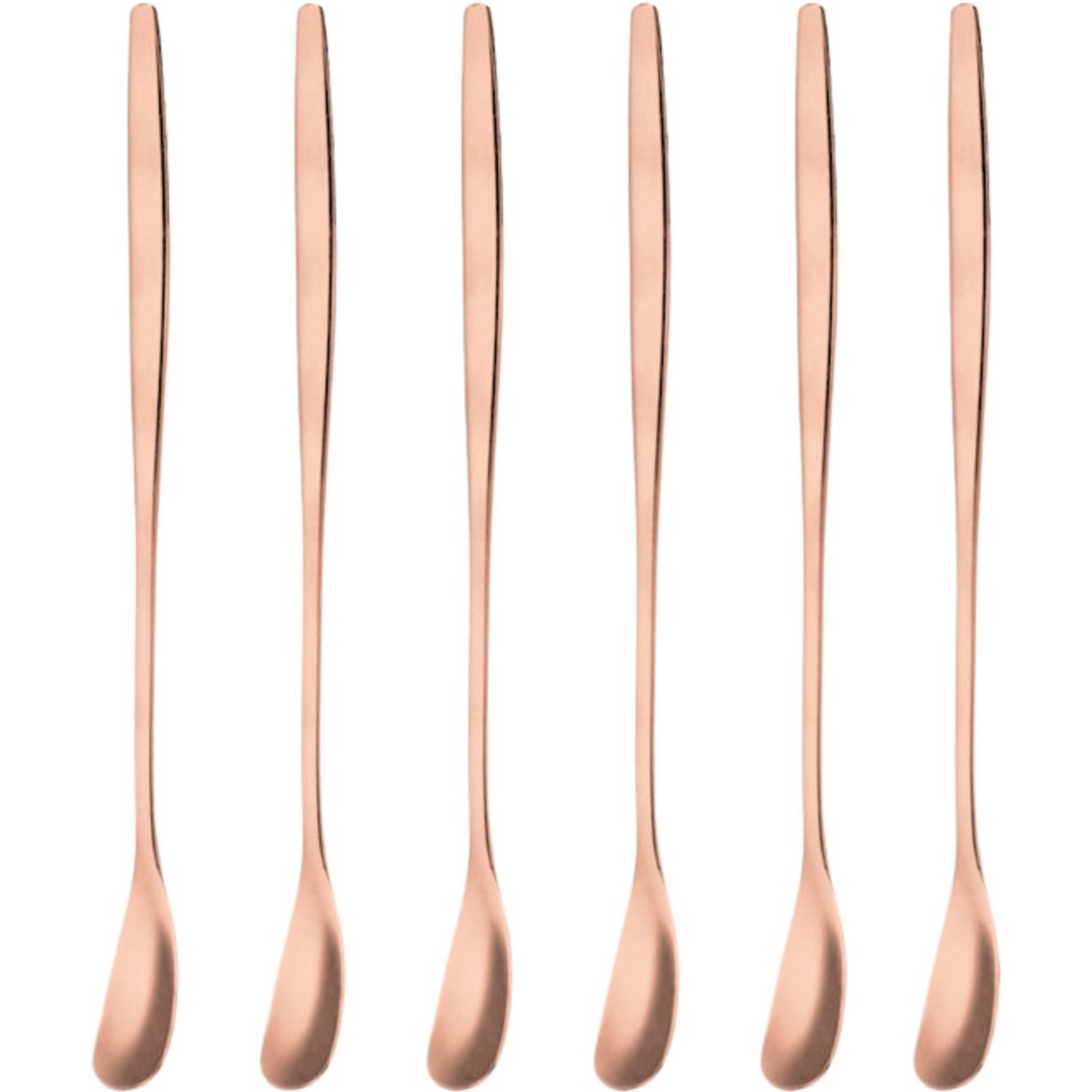 Dun Longdrinklepels 17cm Rose Goud 6 Stuks
