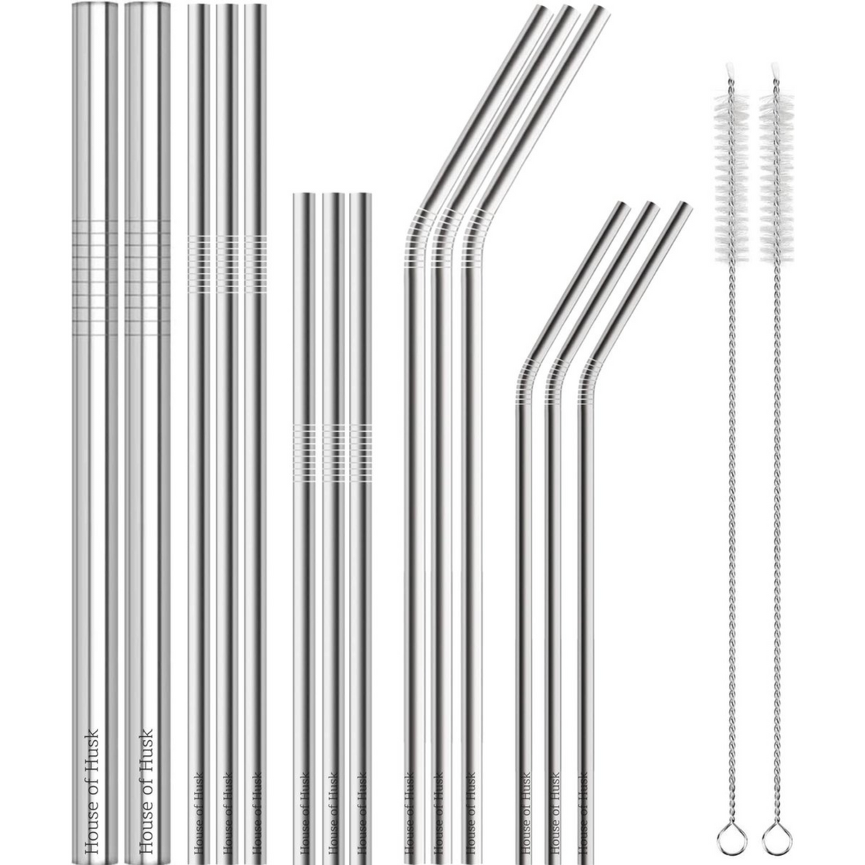 Metalen Rietjes Zilver 16 delig