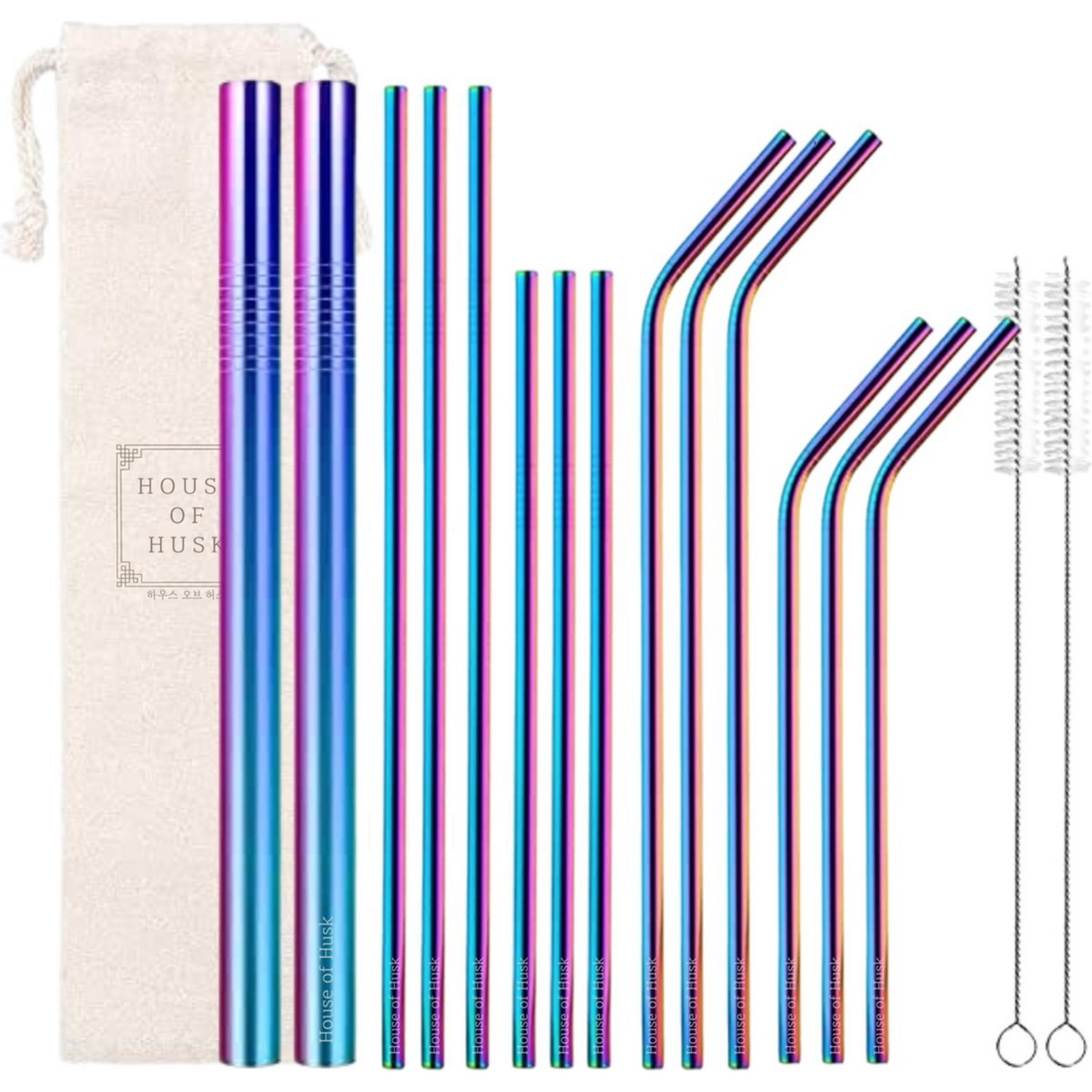 Metalen Rietjes Multicolour 16 delig