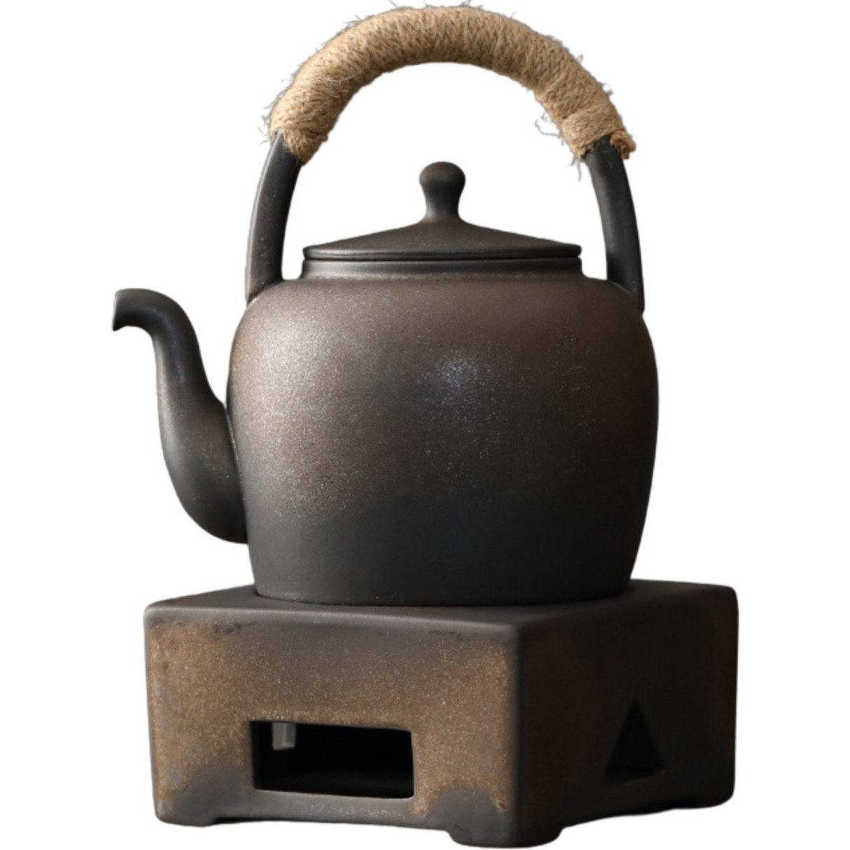 Keramieke Theepot met Theelicht Houder Bruin