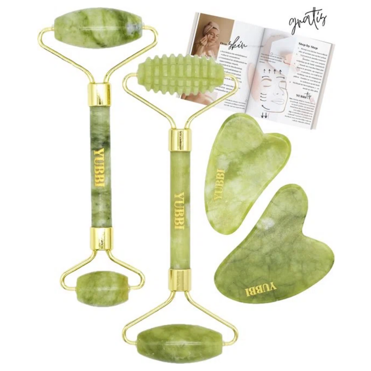 Gua Sha Set Groene Jade