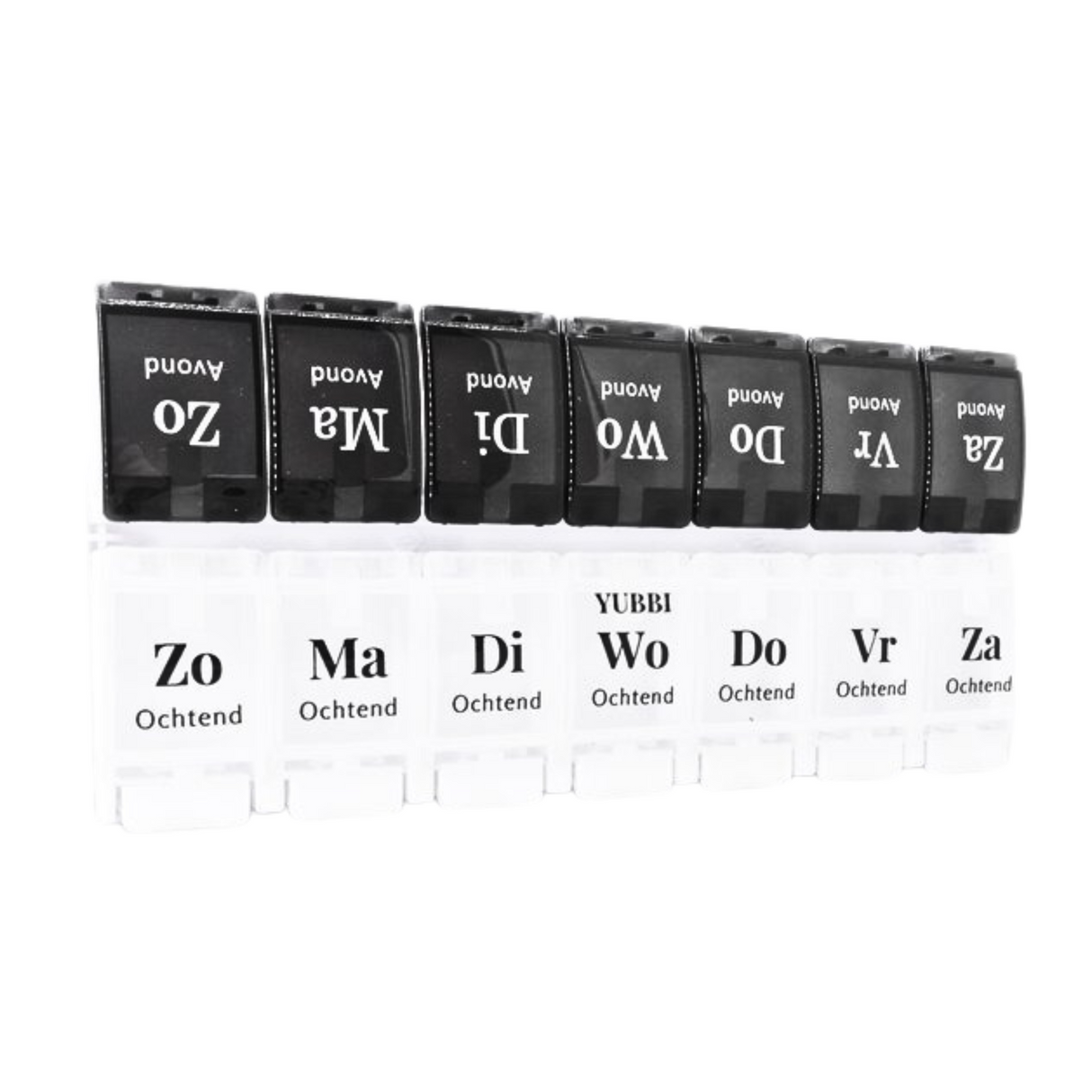 Pillendoos 7 dagen 2 Vakken Nederlandstalig Zwart