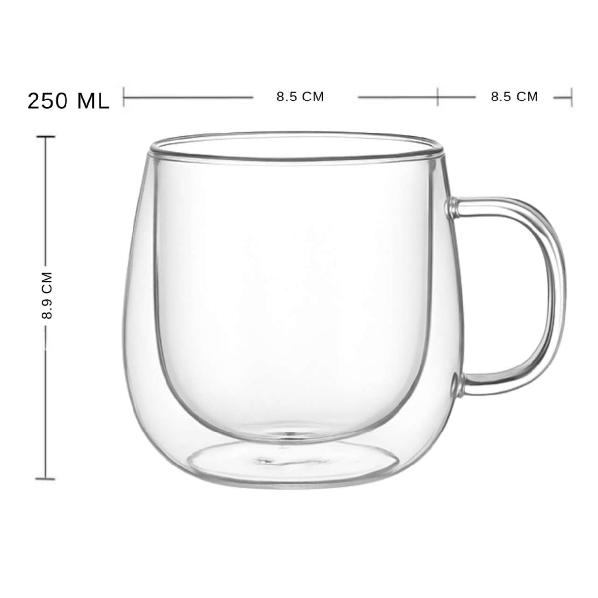 Dubbelwandige Glazen met Oor 250ml