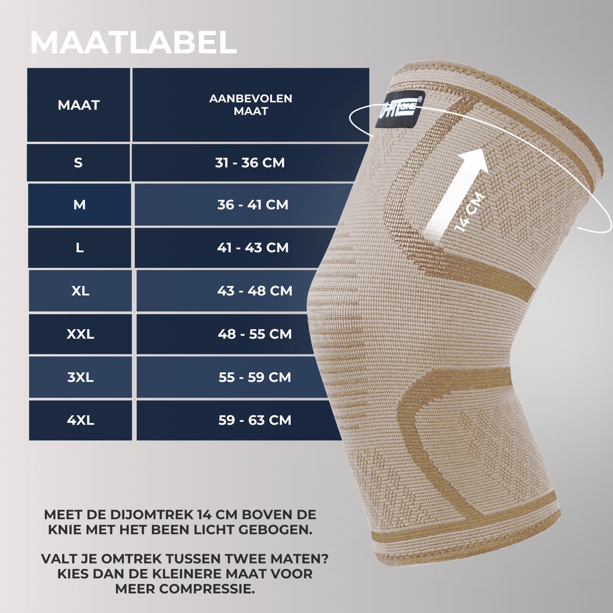 3D Compressie Kniebrace Beige 1 Paar