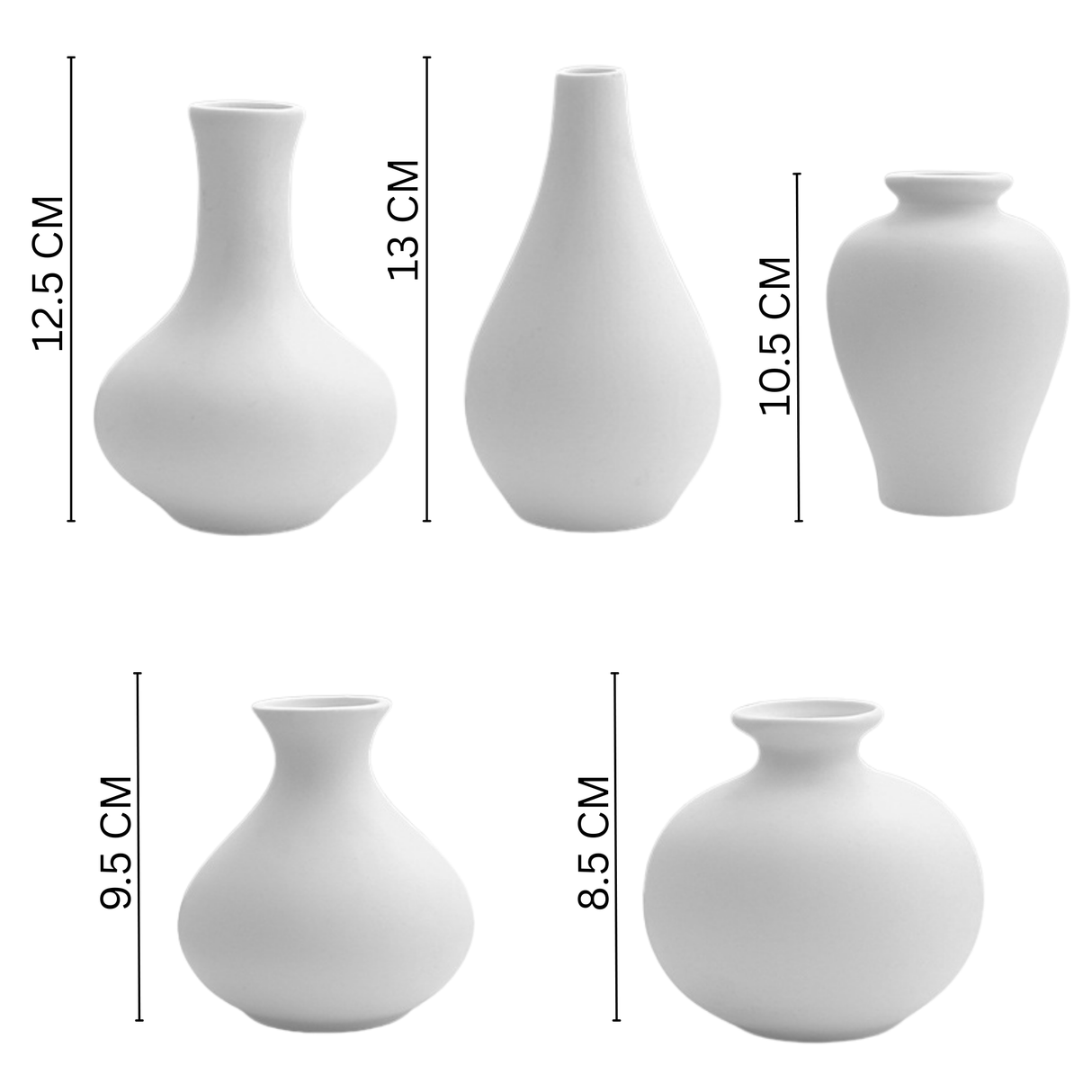 Keramieke Vazen Set Klein 5 Stuks Wit
