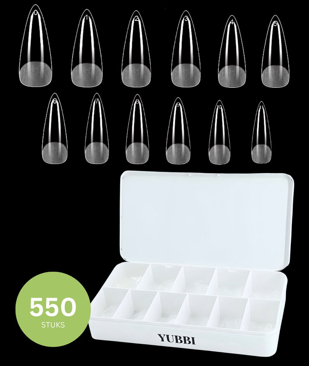 YUBBI Soft Gel Tips Medium Stiletto 550 Stuks
