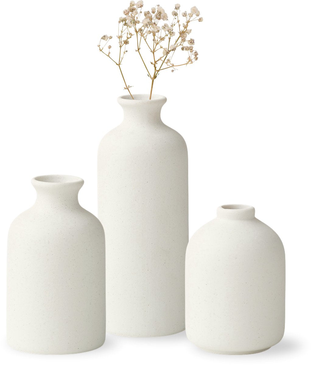 Keramieke Vazen Set Klein 3 Stuks Wit