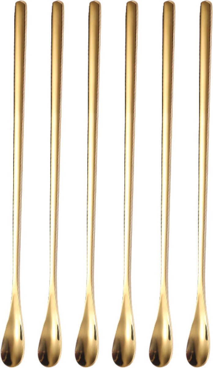 Dun Longdrinklepels 22cm Goud 6 Stuks