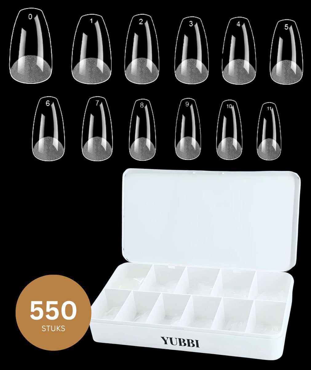 YUBBI Soft Gel Tips Short Coffin 550 Stuks
