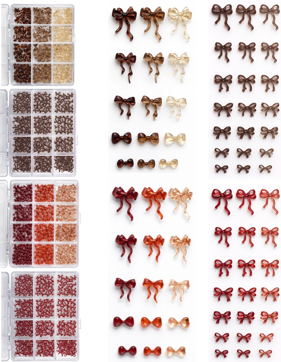 Nagel 3D Strikjes Glitter Set