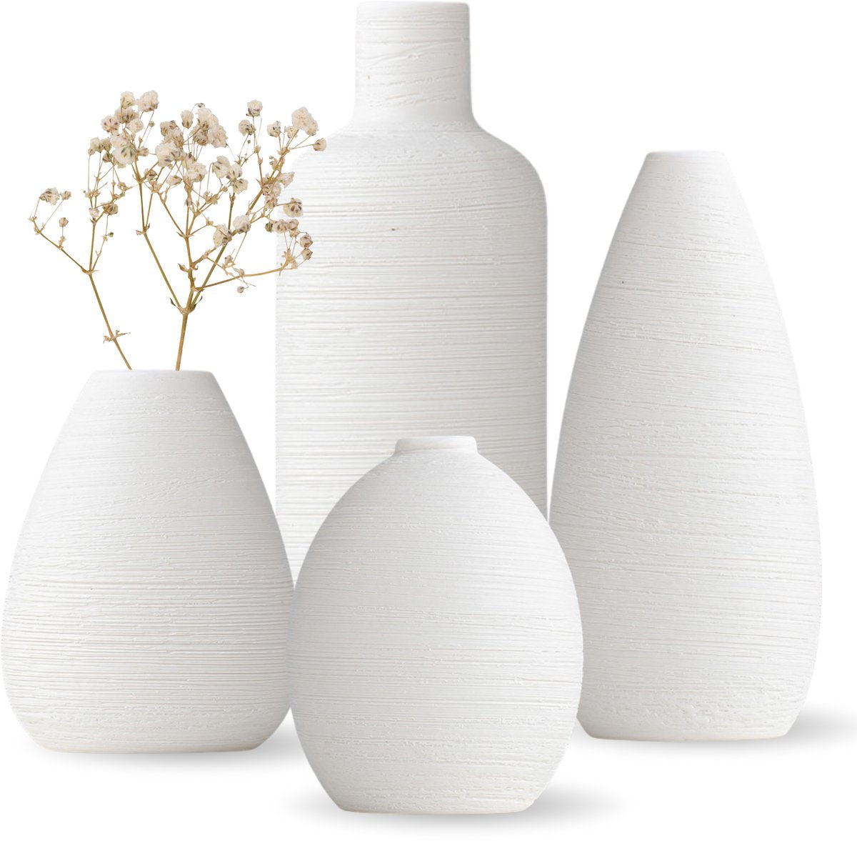 Keramieke Vazen Set Klein 4 Stuks Wit