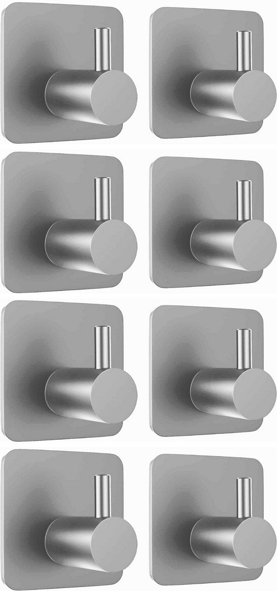 RVS Wandhaak 8 Stuks Zilver