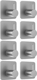 RVS Wandhaak 8 Stuks Zilver