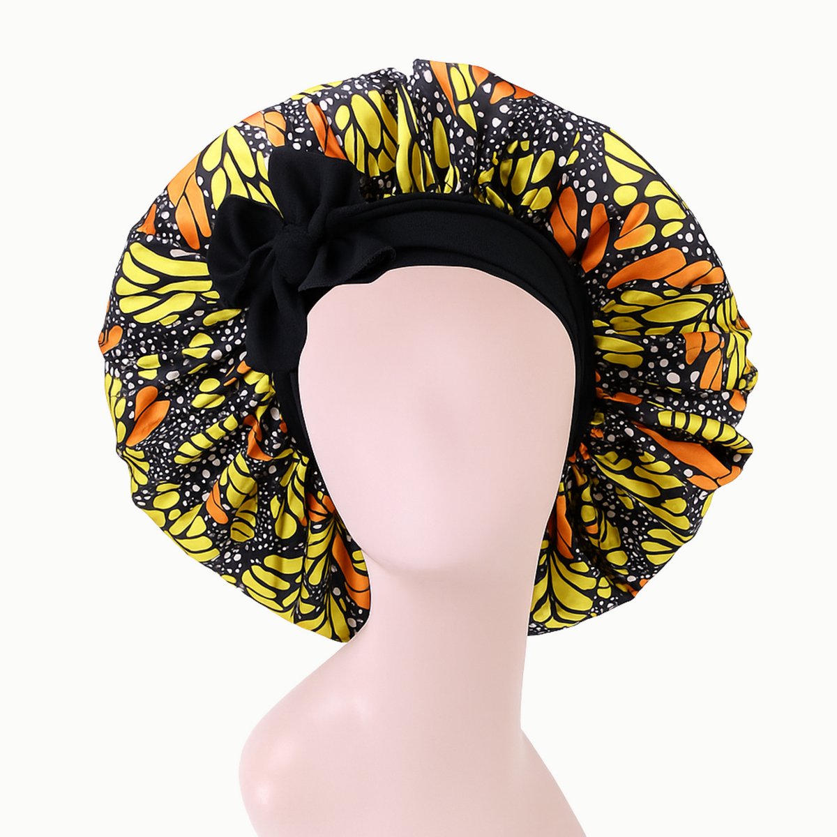 Bonnet XL Slaapmuts Zwart Geel