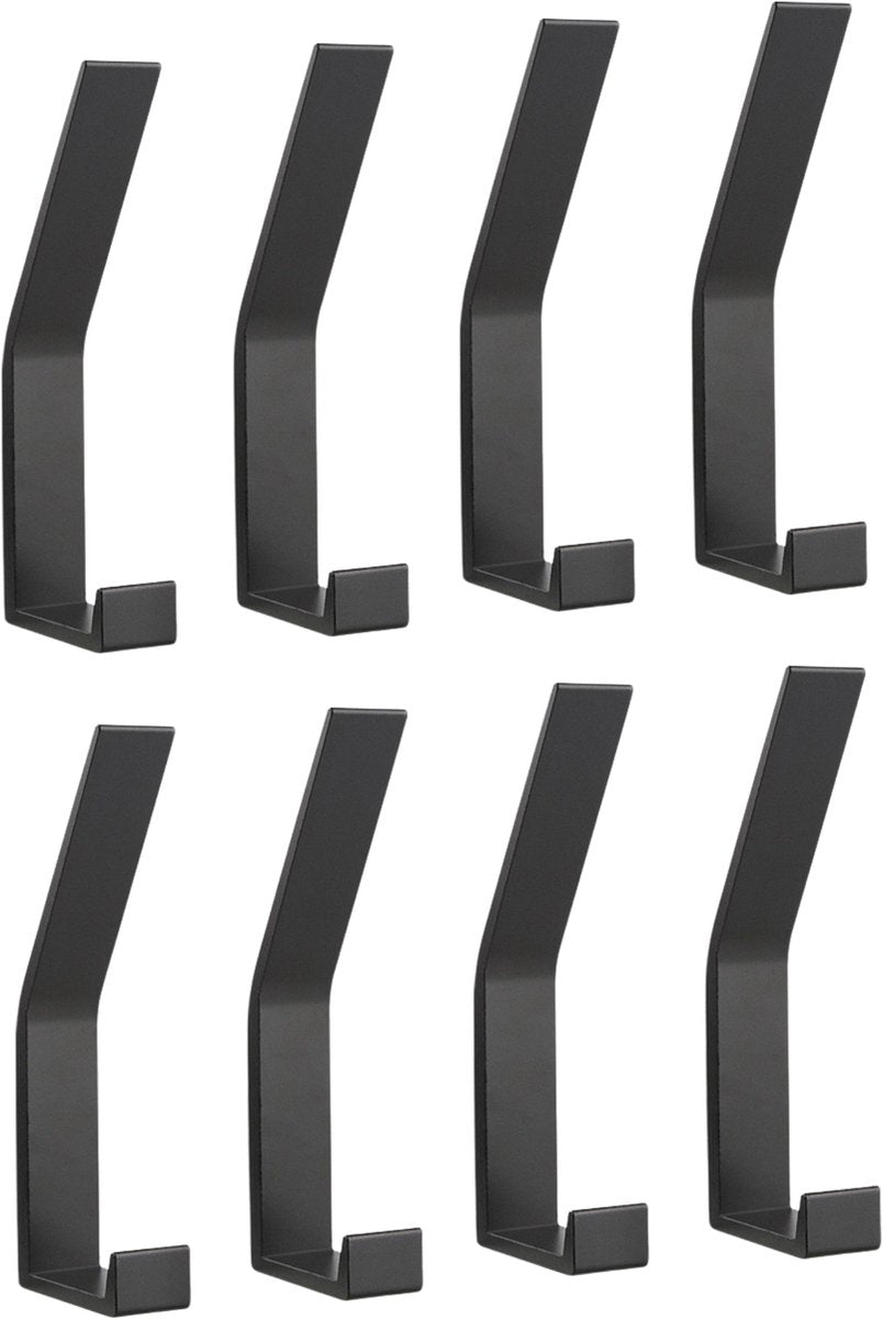 RVS Wandhaak 8 Stuks Zwart