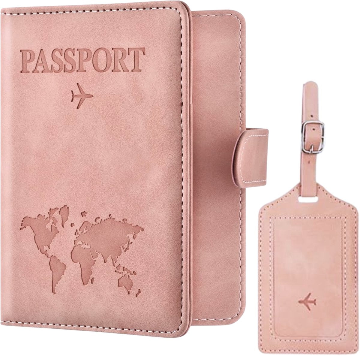 Paspoort Hoesje met Bagagelabel Roze