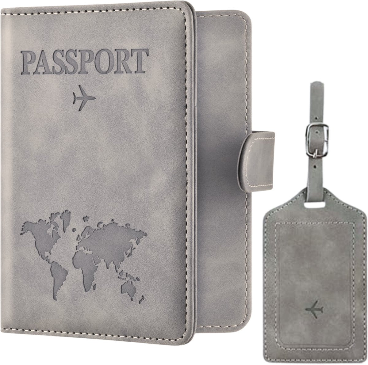 Paspoort Hoesje met Bagagelabel Grijs