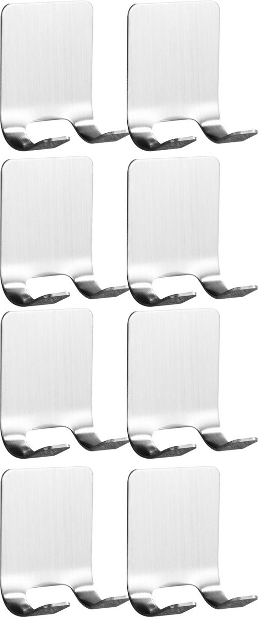 RVS Duo Wandhaak 8 Stuks Zilver