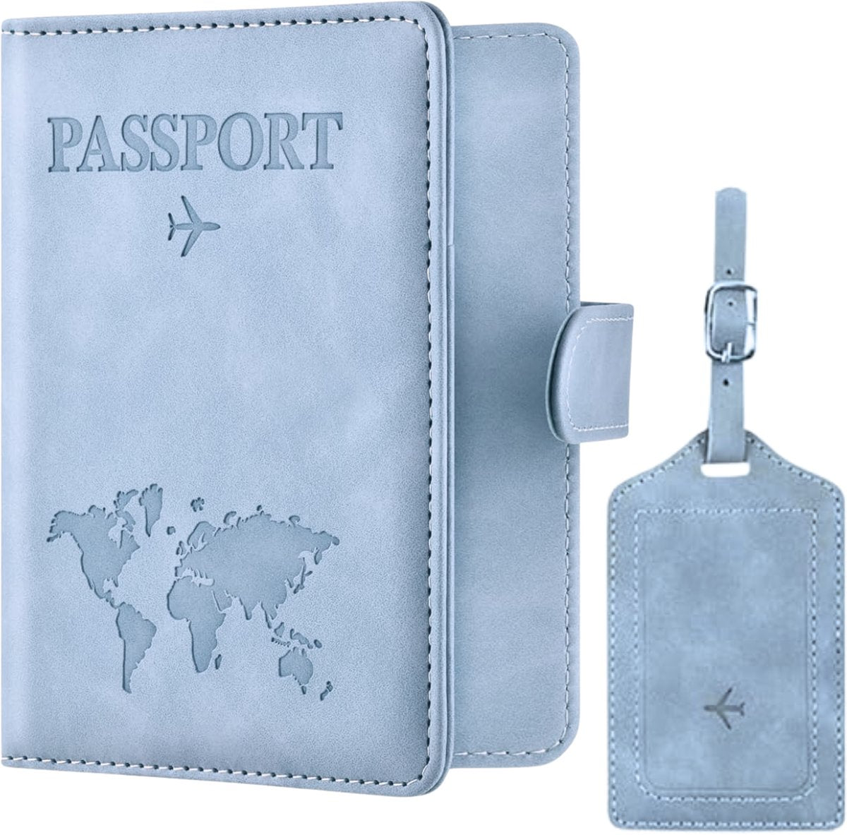 Paspoort Hoesje met Bagagelabel Licht Blauw
