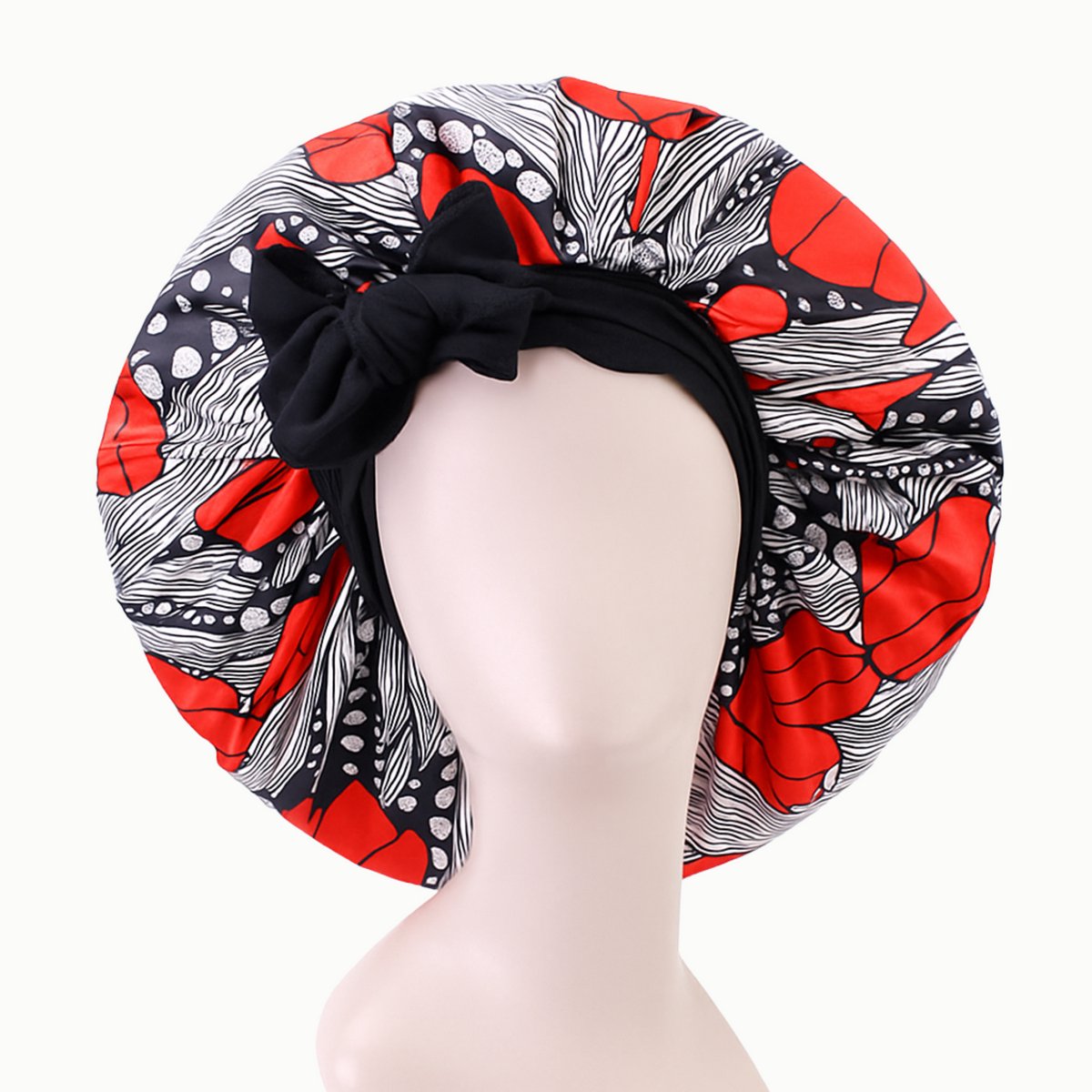Bonnet XL Slaapmuts Zwart Rood