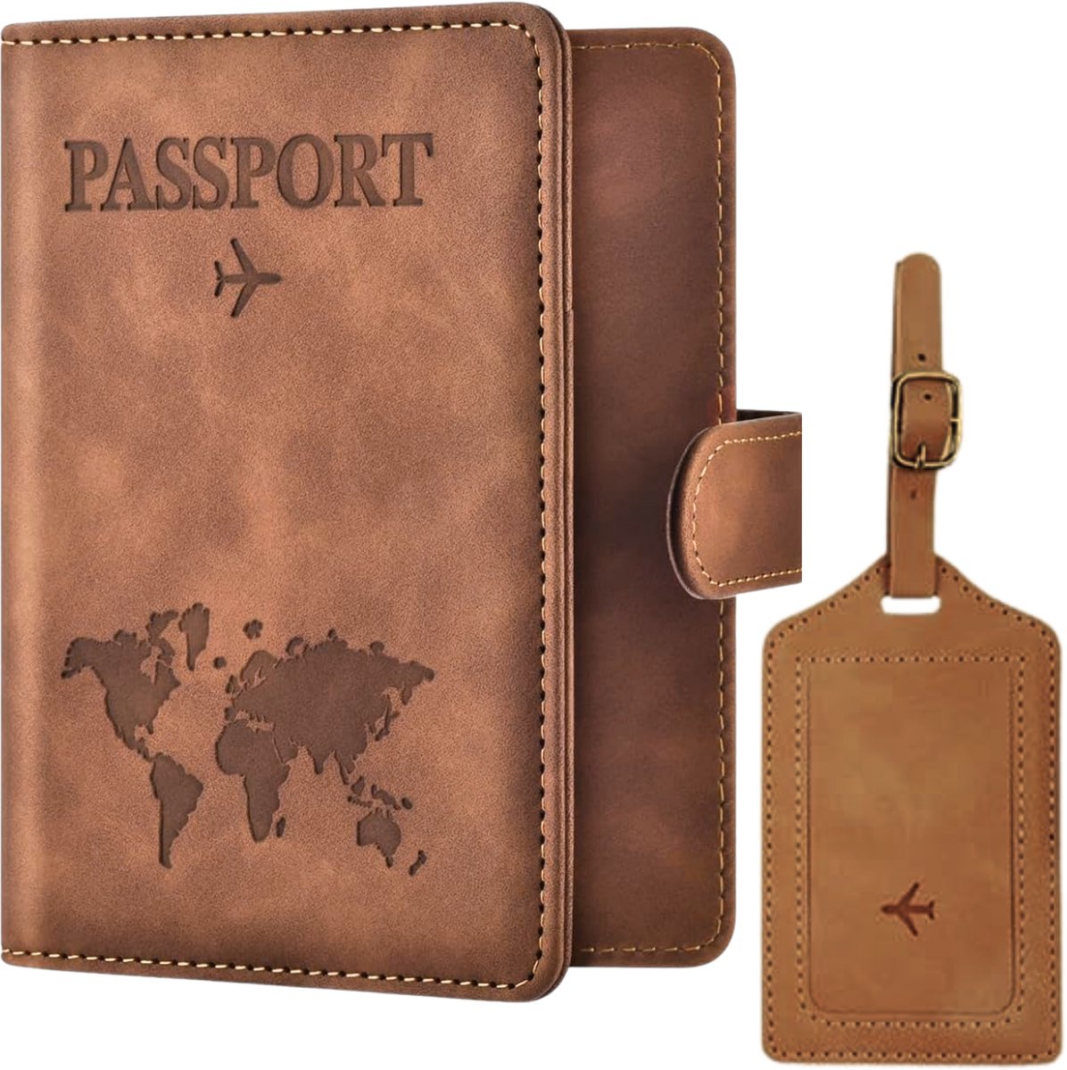 Paspoort Hoesje met Bagagelabel Bruin