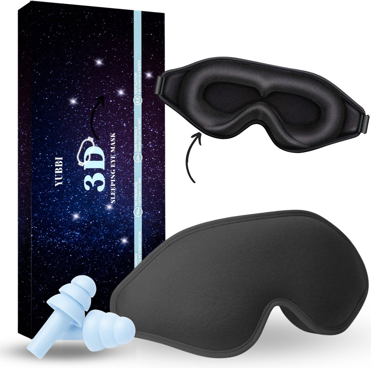 Satijnen 3D Slaapmasker met Geluidsdempende