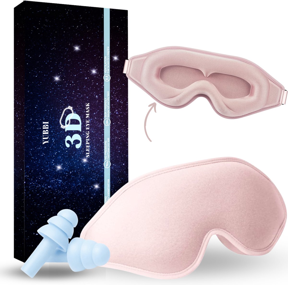 Satijnen 3D Slaapmasker met Geluidsdempende