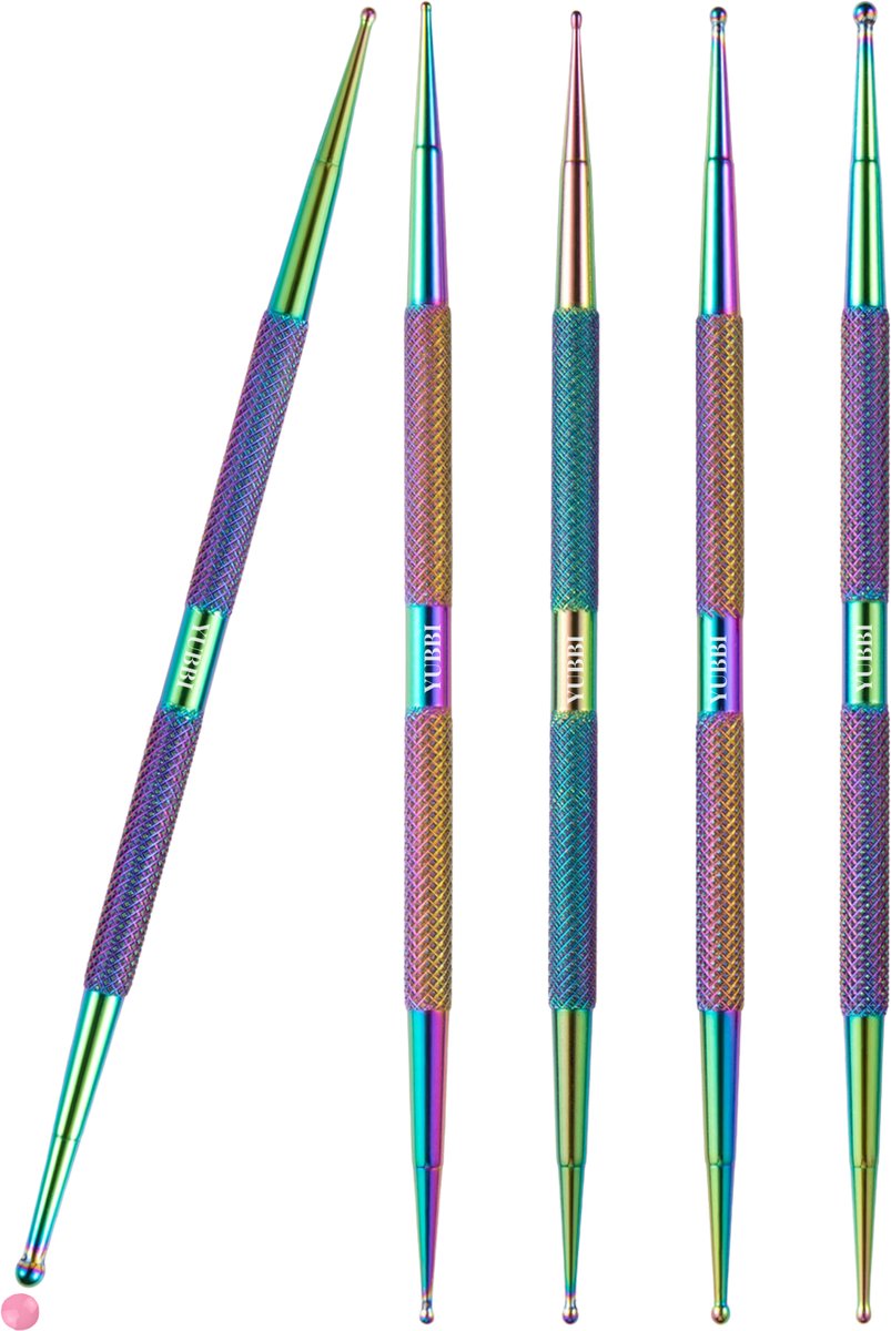 5 delige Nail Art Dotting Tool Set Rainbow