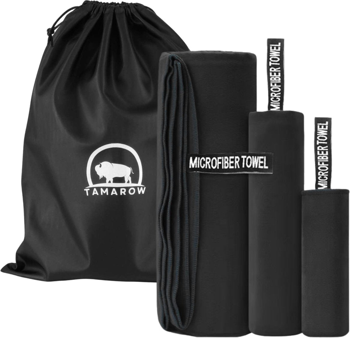 Sneldrogende Microvezel Handdoek Set Zwart